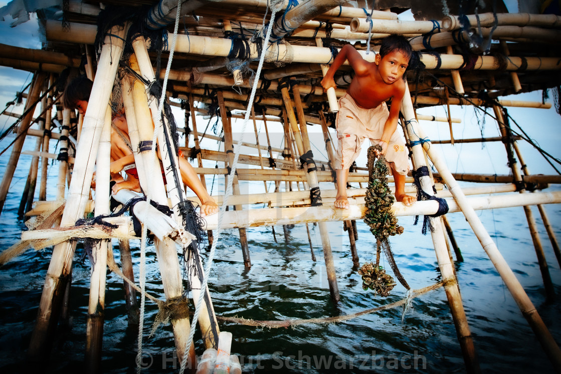 "Navotas Fishing Village at Manila Bay" stock image