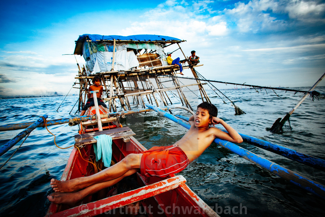 "Navotas Fishing Village at Manila Bay" stock image