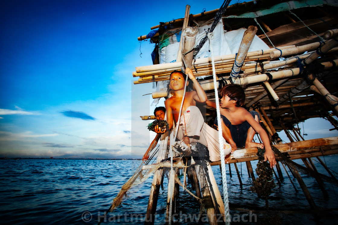 "Navotas Fishing Village at Manila Bay" stock image