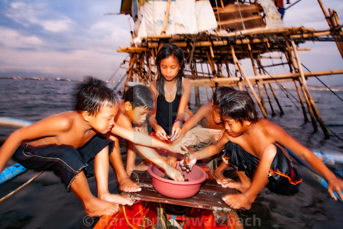 "Navotas Fishing Village at Manila Bay" stock image