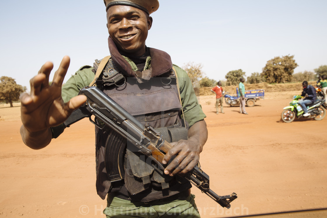 "Soldier with riffle in Burkina Faso" stock image