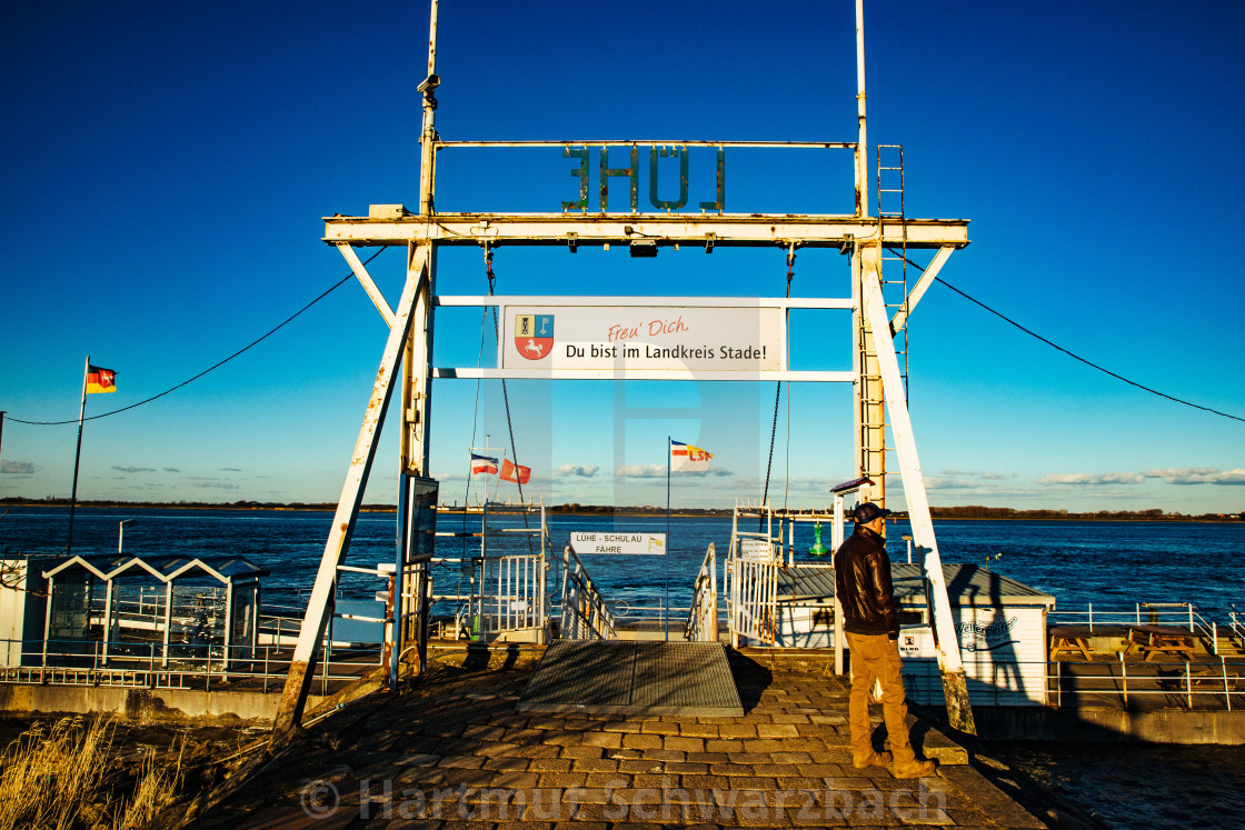 "Lühe Anleger an der Elbe" stock image