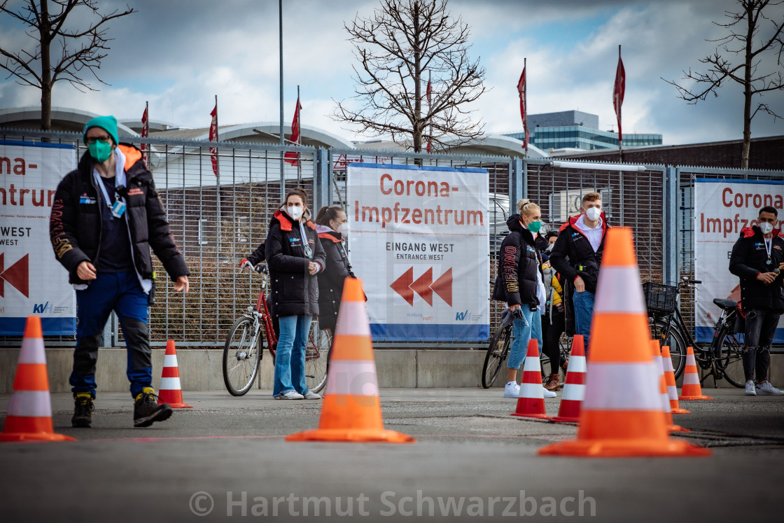 "Corona Impfzentrum - Corona Vaccination Center" stock image