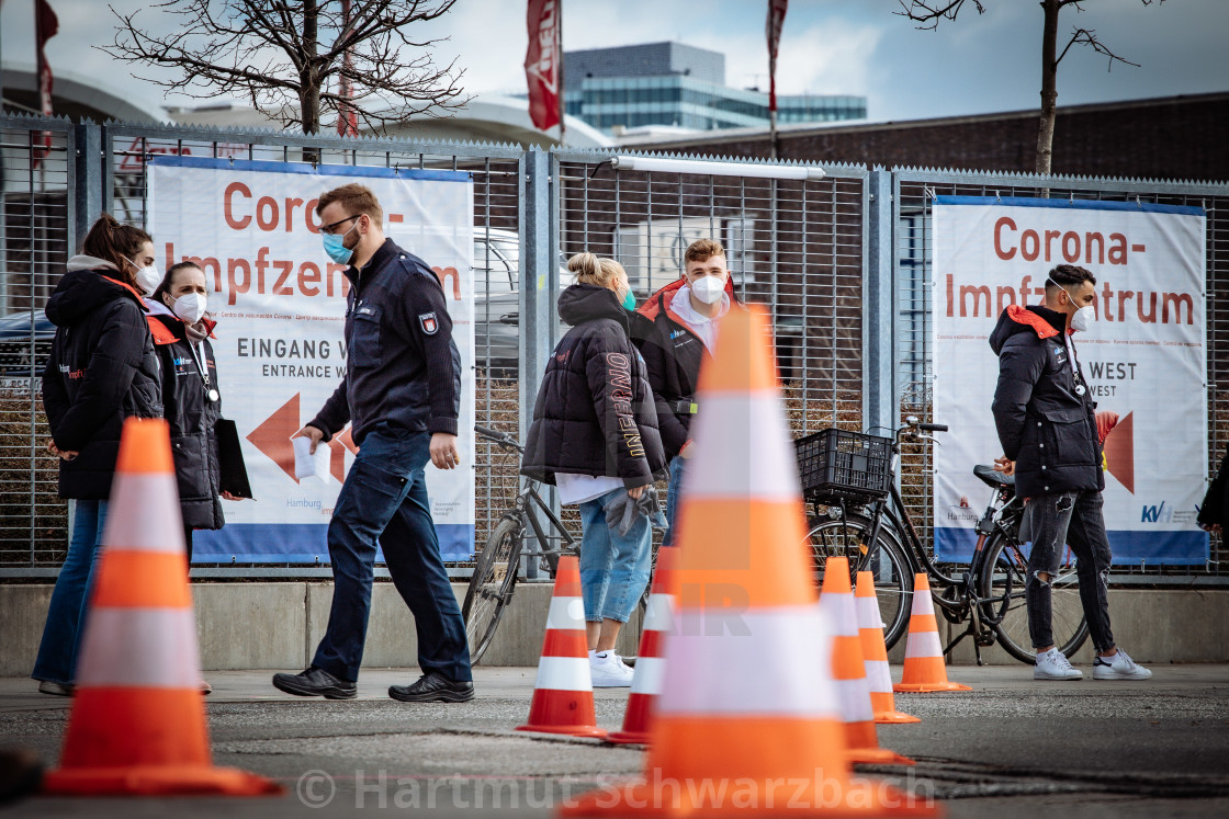 "Corona Impfzentrum - Corona Vaccination Center" stock image