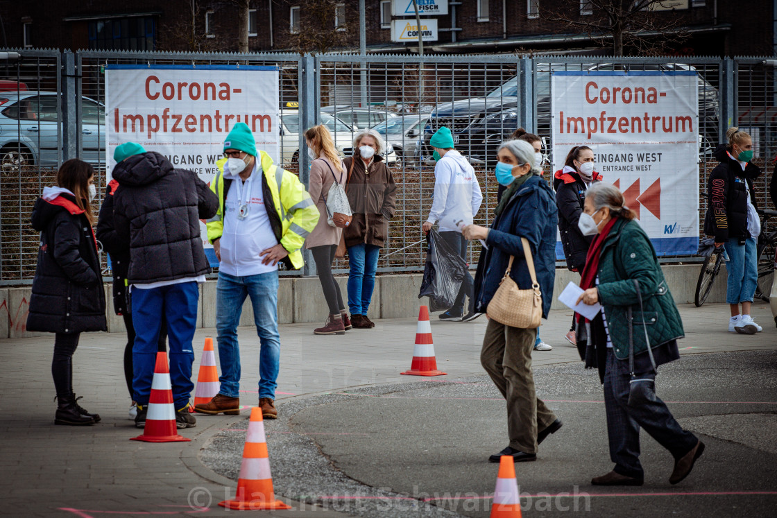 "Corona Impfzentrum - Corona Vaccination Center" stock image