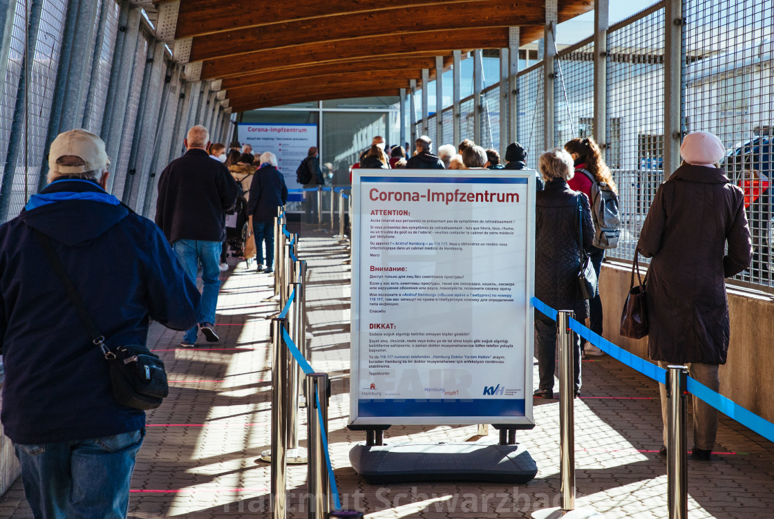 "Corona Impfzentrum - Corona Vaccination Center" stock image