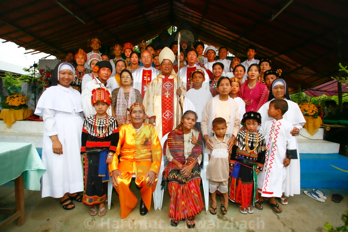 "Catholics in Myanmar - Kachin Village" stock image