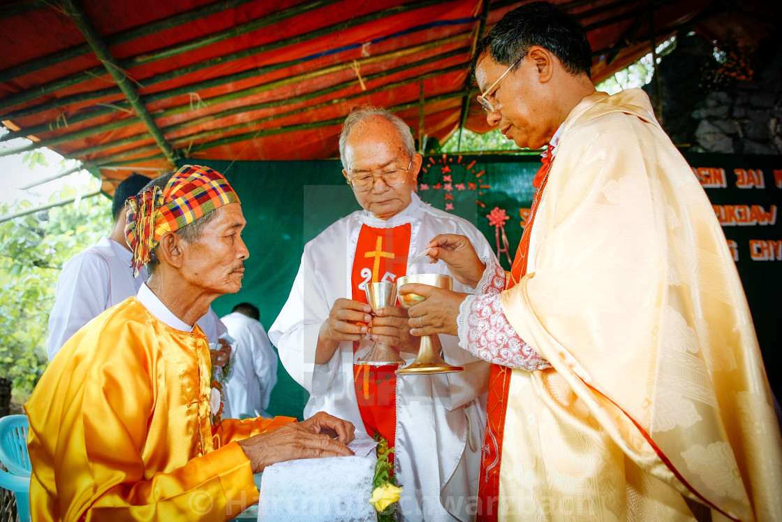 "Catholics in Myanmar - Kachin Village" stock image