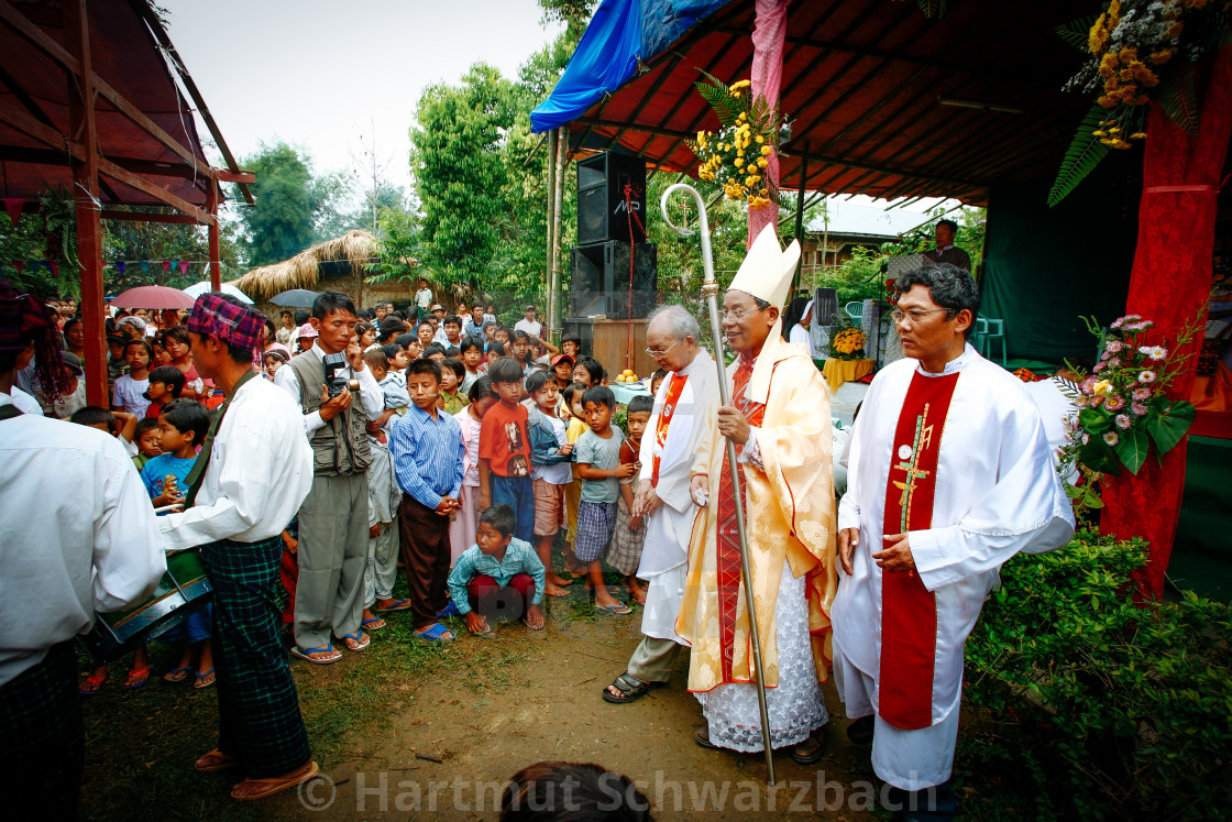 "Catholics in Myanmar - Kachin Village" stock image