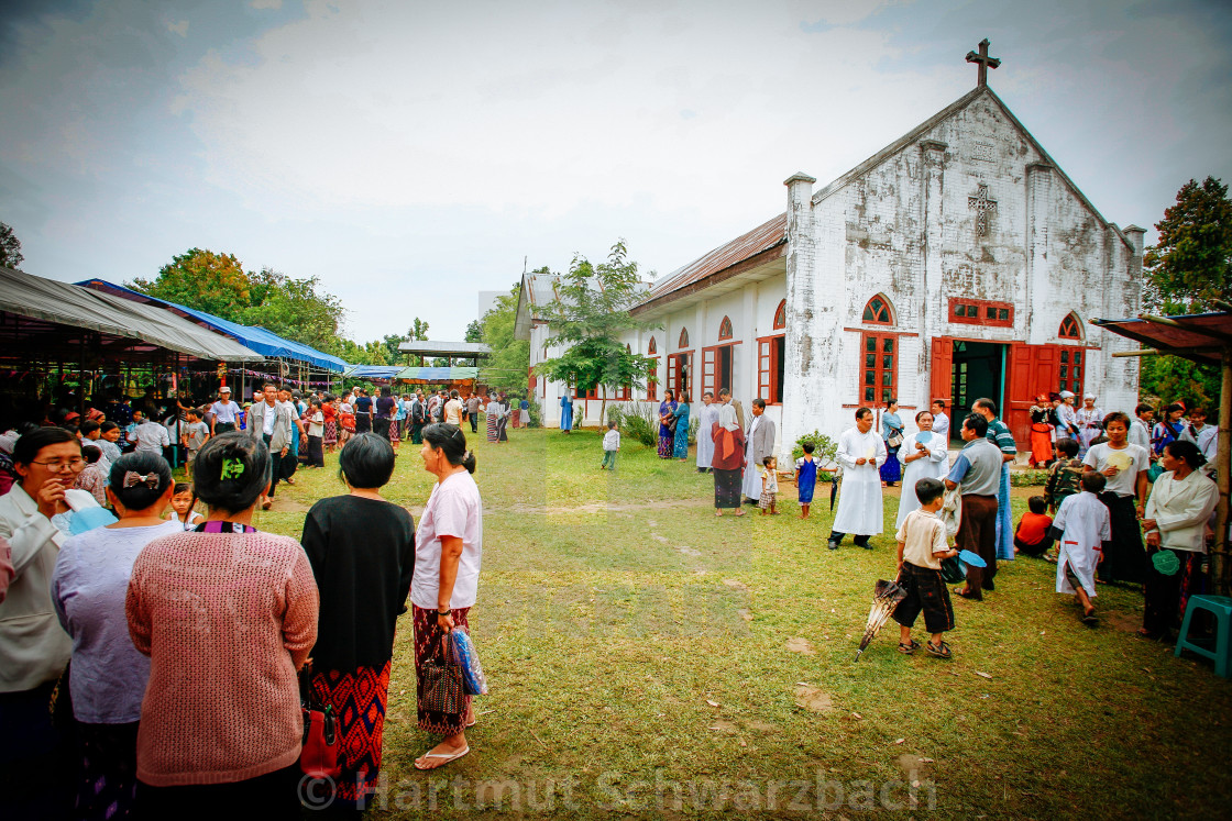 "Catholics in Myanmar - Kachin Village" stock image