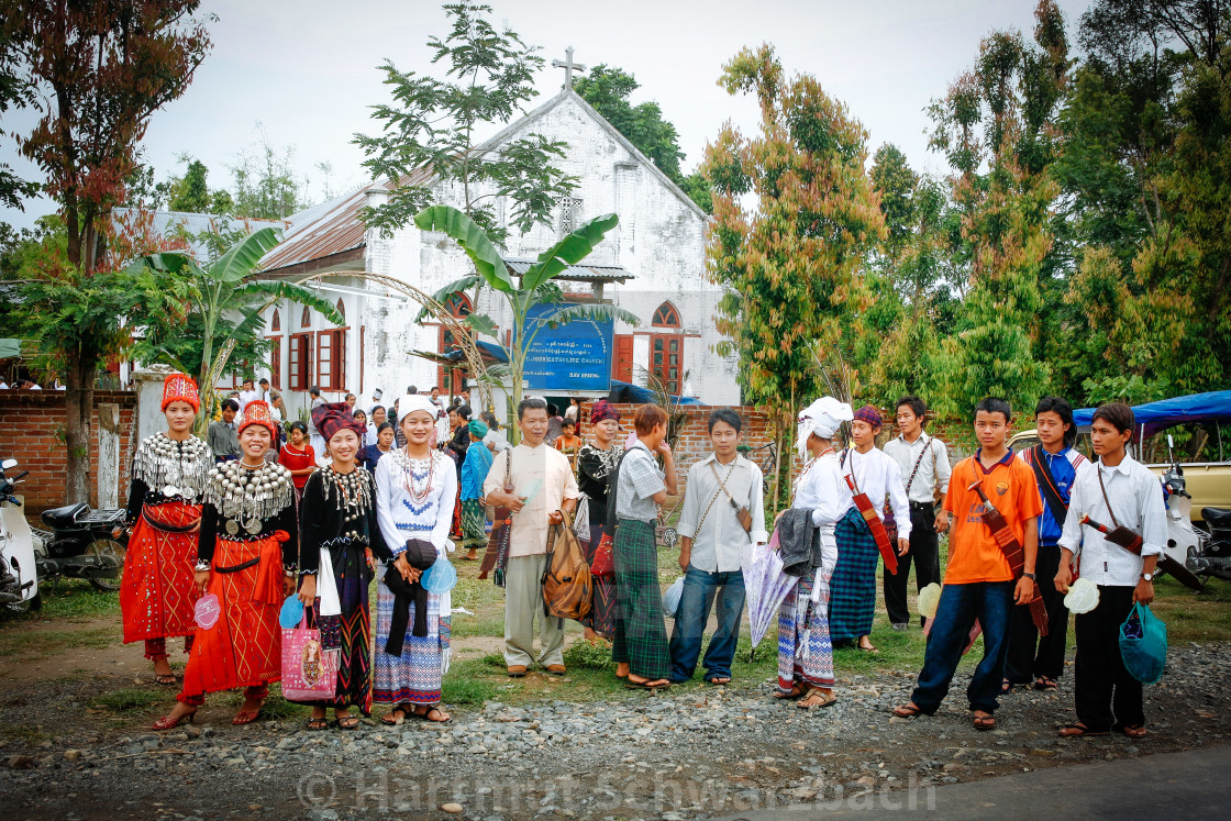 "Catholics in Myanmar - Kachin Village" stock image