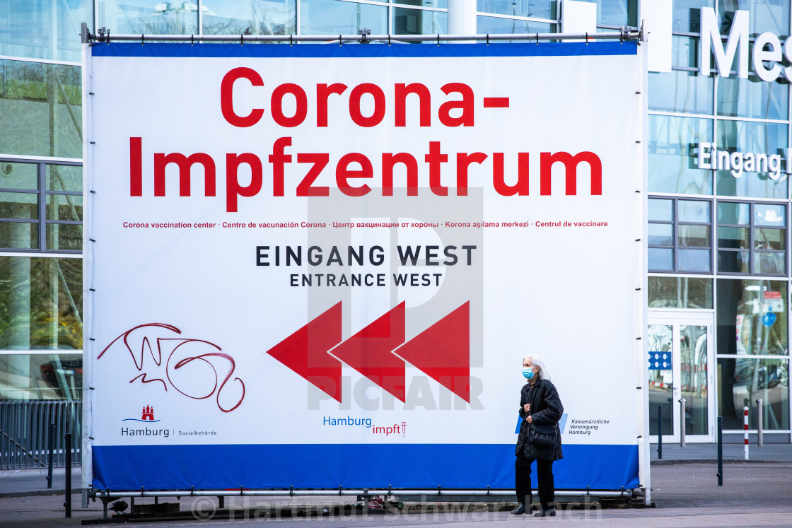 "Corona Impfzentrum - Corona Vaccination Center" stock image