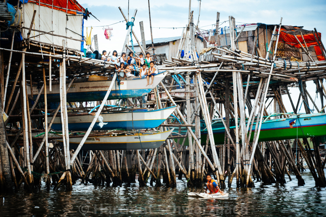 "Navotas Fishing Village at Manila Bay" stock image