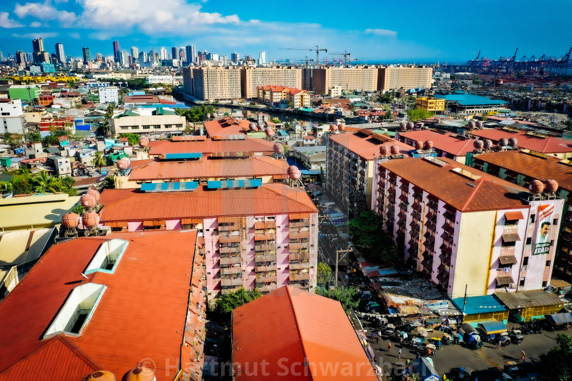 "Smokey Mountain Dumpsite, Drone Shot" stock image