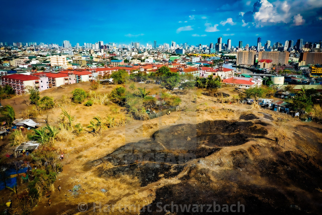 "Smokey Mountain Dumpsite, Drone Shot" stock image