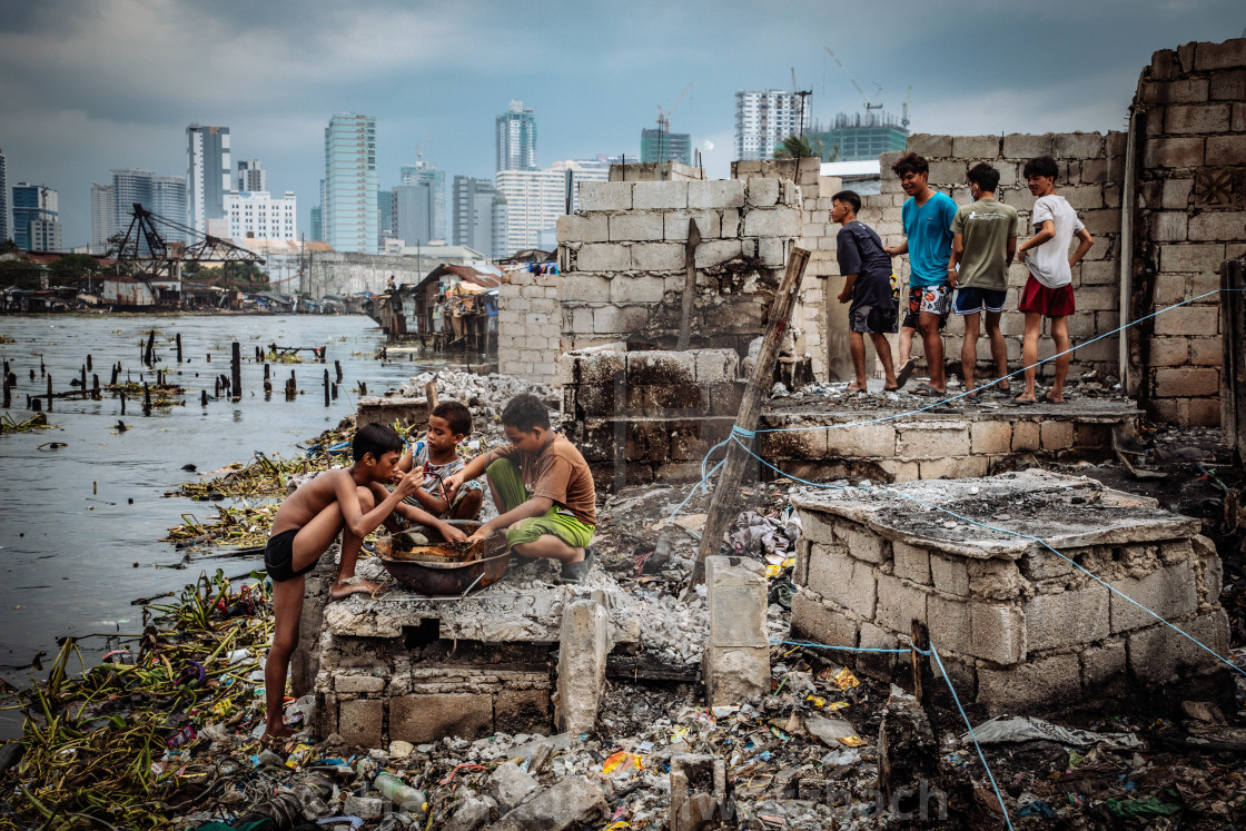 "Feuer im Baseco Slum in Tondo" stock image