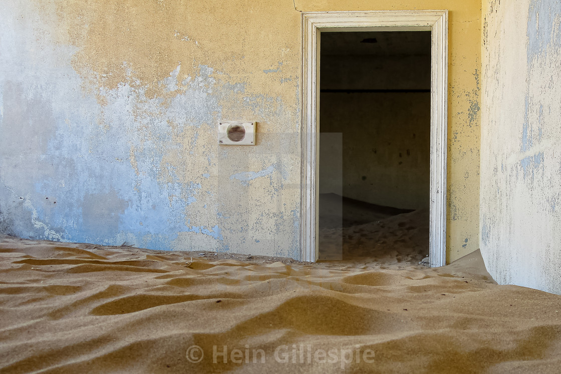 "Kolmannskuppe House Doorway overtaken by Desert Sand" by Hein Gillespie - $1.54 "Kolmannskuppe House Doorway overtaken by Desert Sand" stock image
