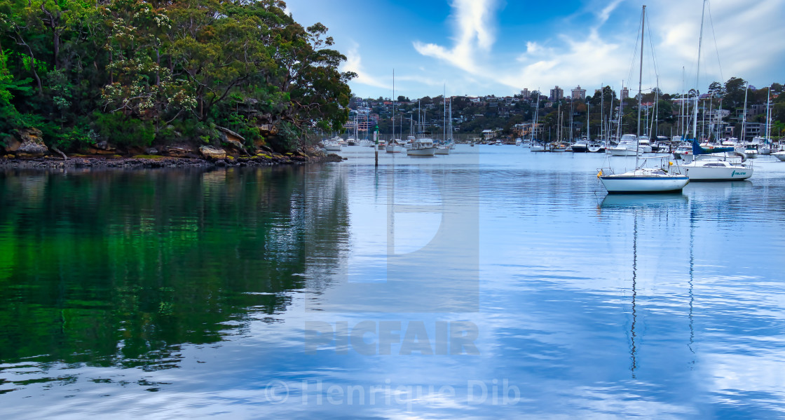 "Blue sky and boats at Tunks Park Marina" stock image