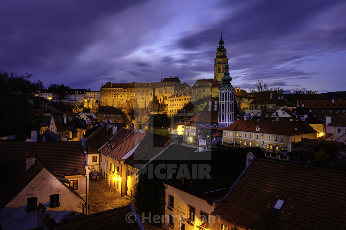 "Nightfall in Cesky Krumlov" stock image