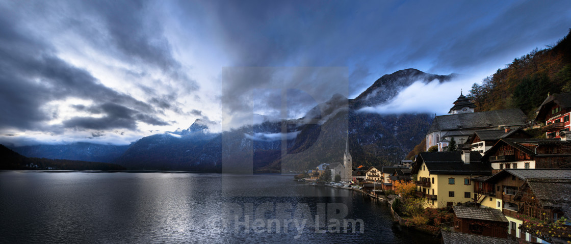 "Panorama of Classic Hallstatt Austria" stock image