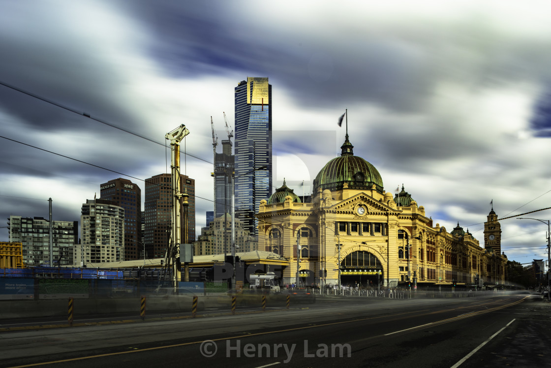 "Flinders Street Melbourne Long Exposure" stock image