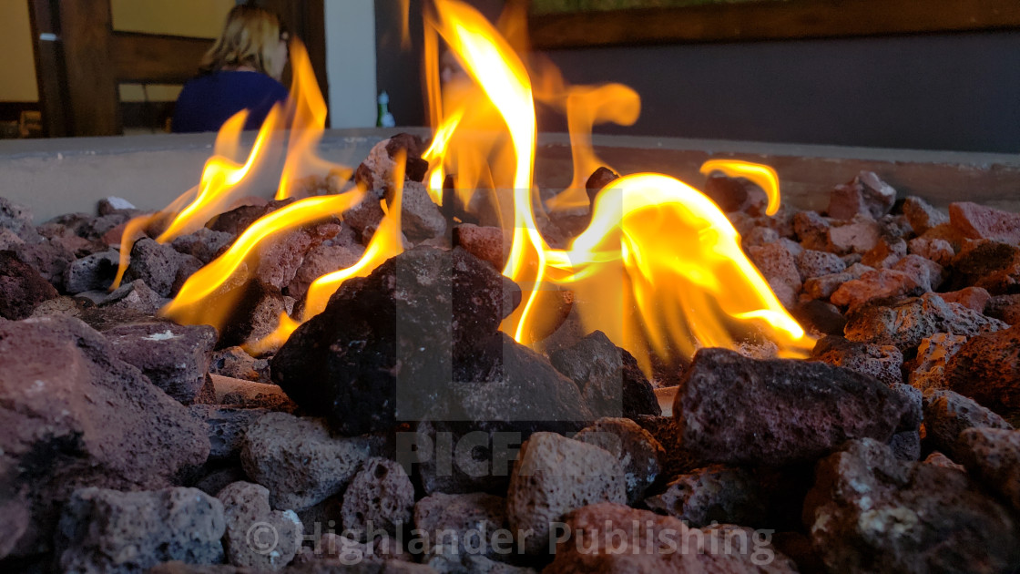 "Flames from Outdoor Firepit" stock image