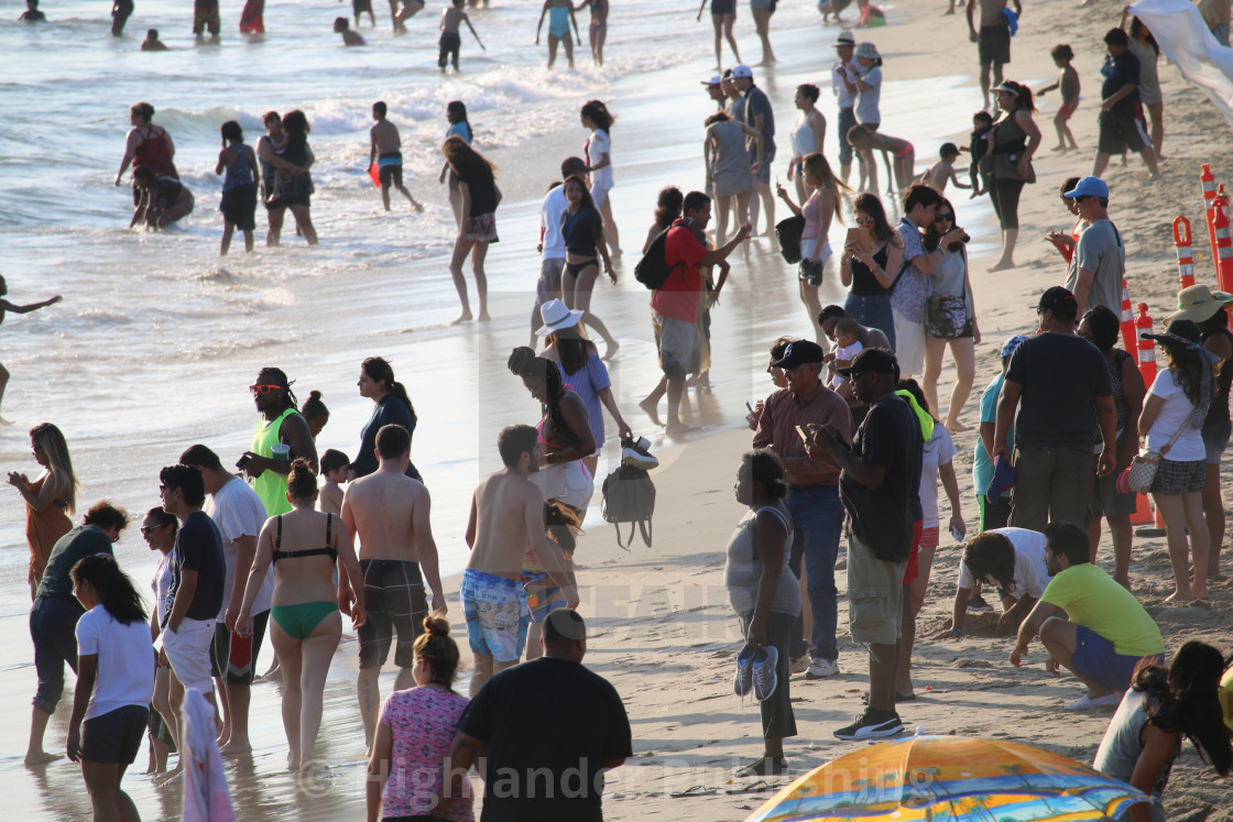 "Crowds of Beach Goers" stock image