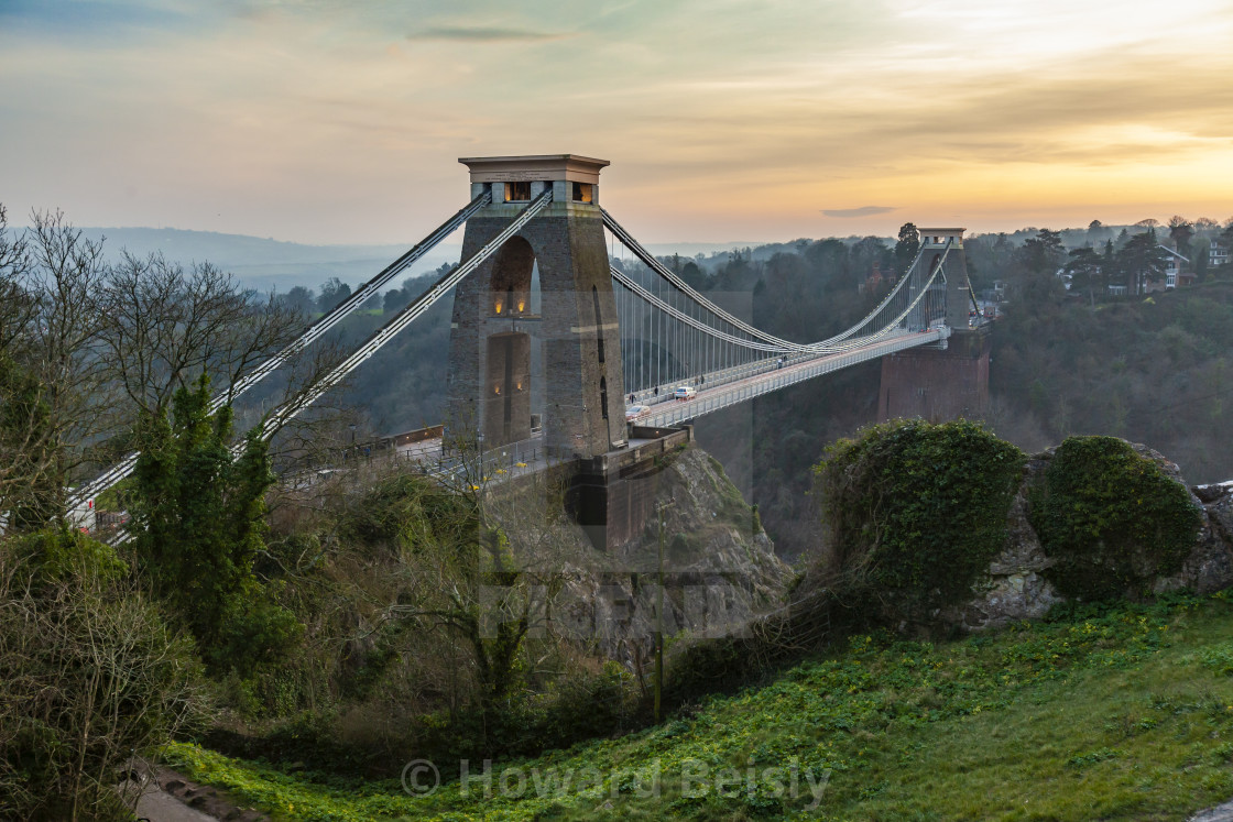 "Clifton Suspension bridge in the evening light" stock image