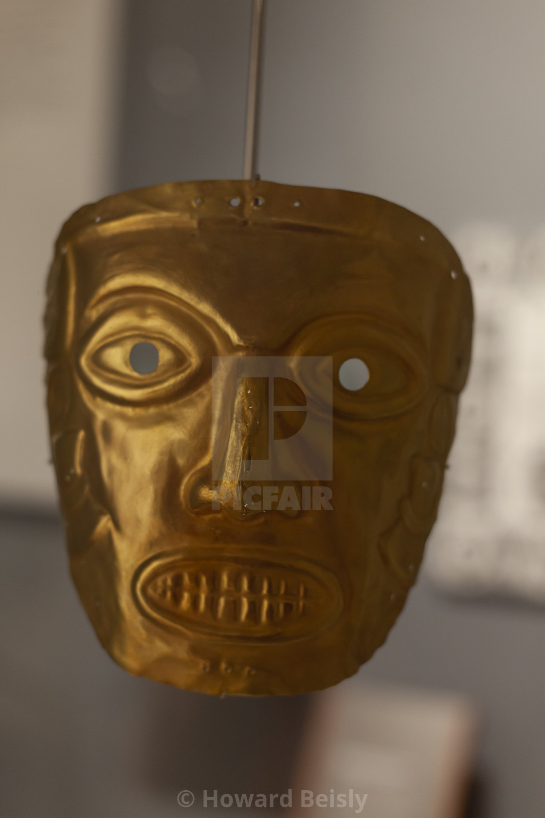 "Gold mask in the Museo National. de Colombia, Bogota." stock image