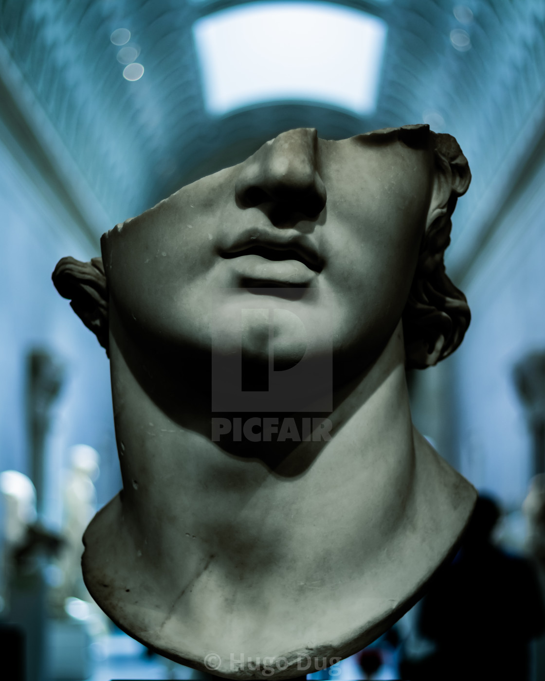 "Fragmentary colossal marble head of a youth in The Met, New York" stock image