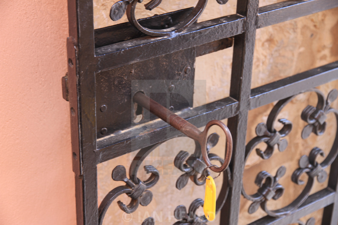 "Old gate and key" stock image