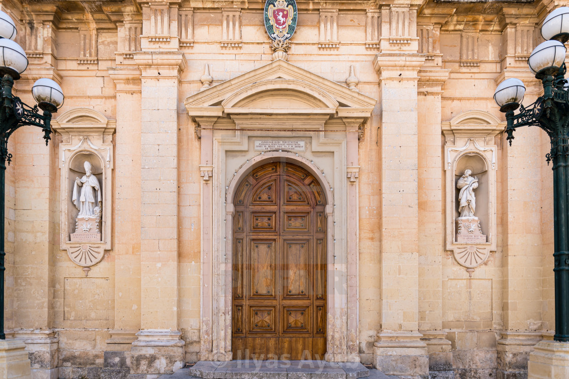 "Entrance to Parish Church of St Paul & Grotto Of St Paul, Rabat, Malta" stock image