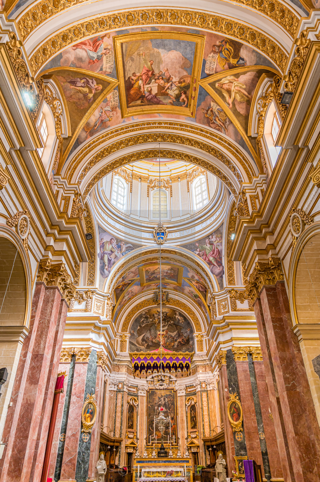 "Inside St Paul's Cathedral, Mdina, Malta" stock image