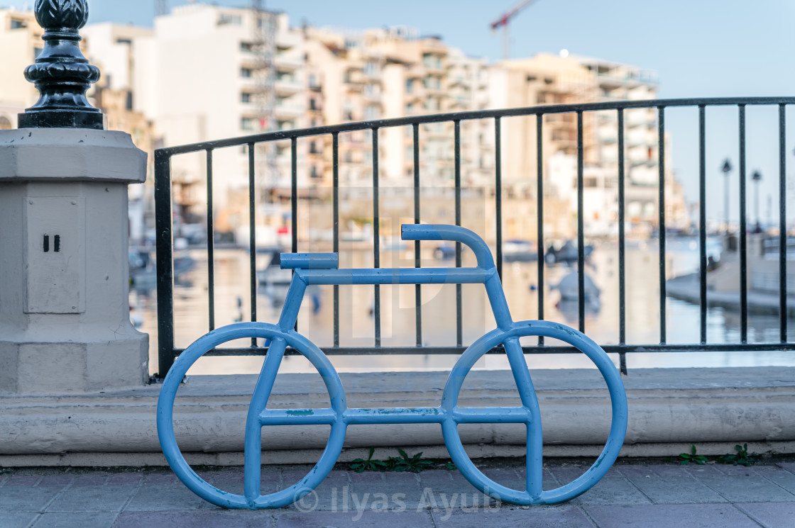 "Bicycle Rack, St Julian's Bay, Malta" stock image