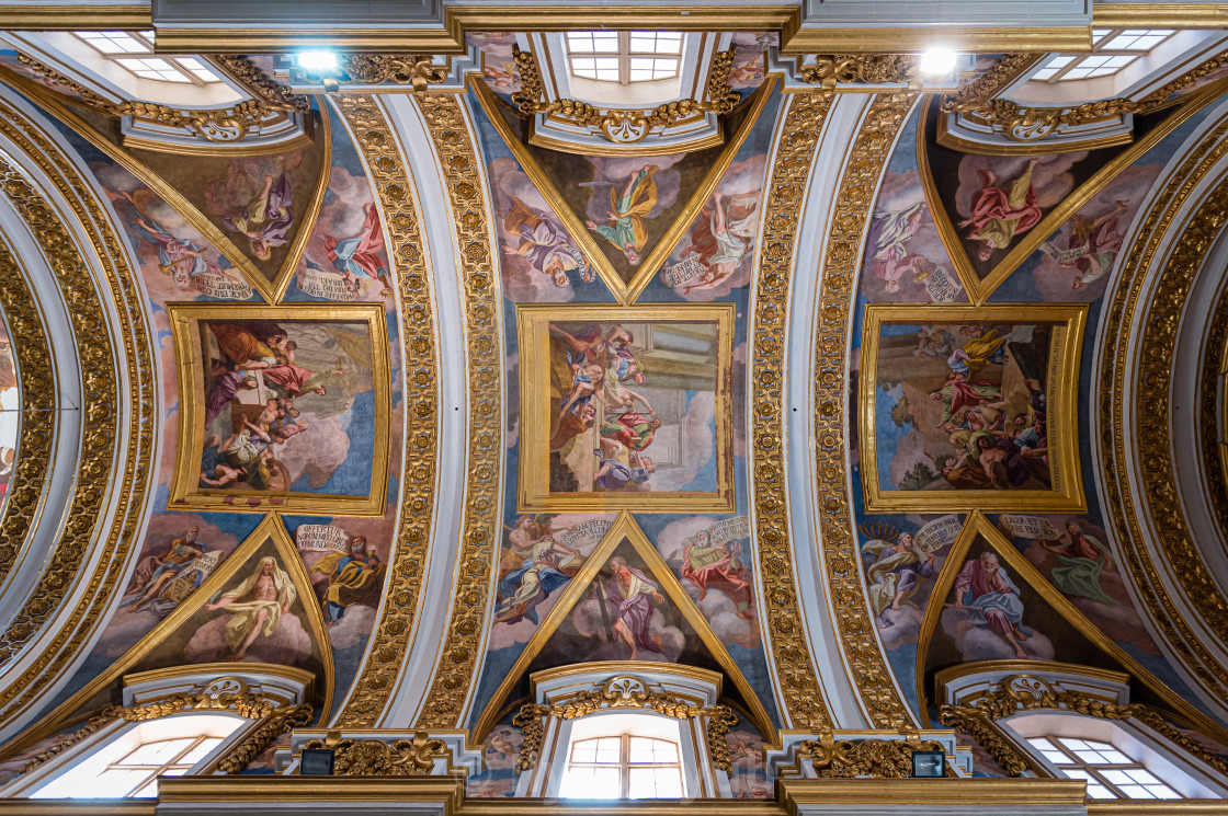 "Inside St Paul's Cathedral, Mdina, Malta" stock image