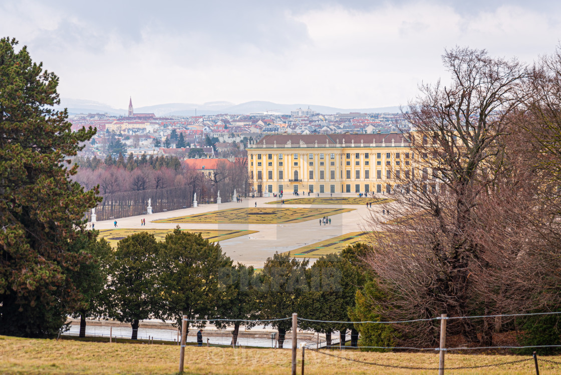 "Schonbrunn Palace on a grey day, Vienna, Austria" stock image