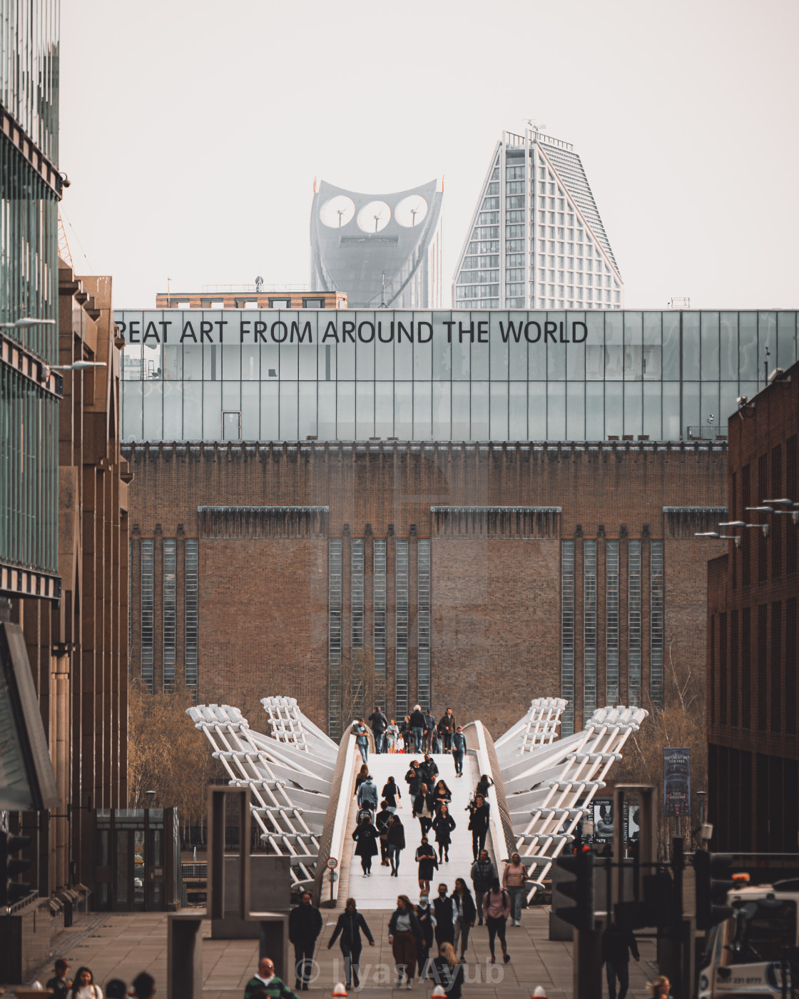 "Millennium Bridge and Tate Modern Museum, London, UK" stock image