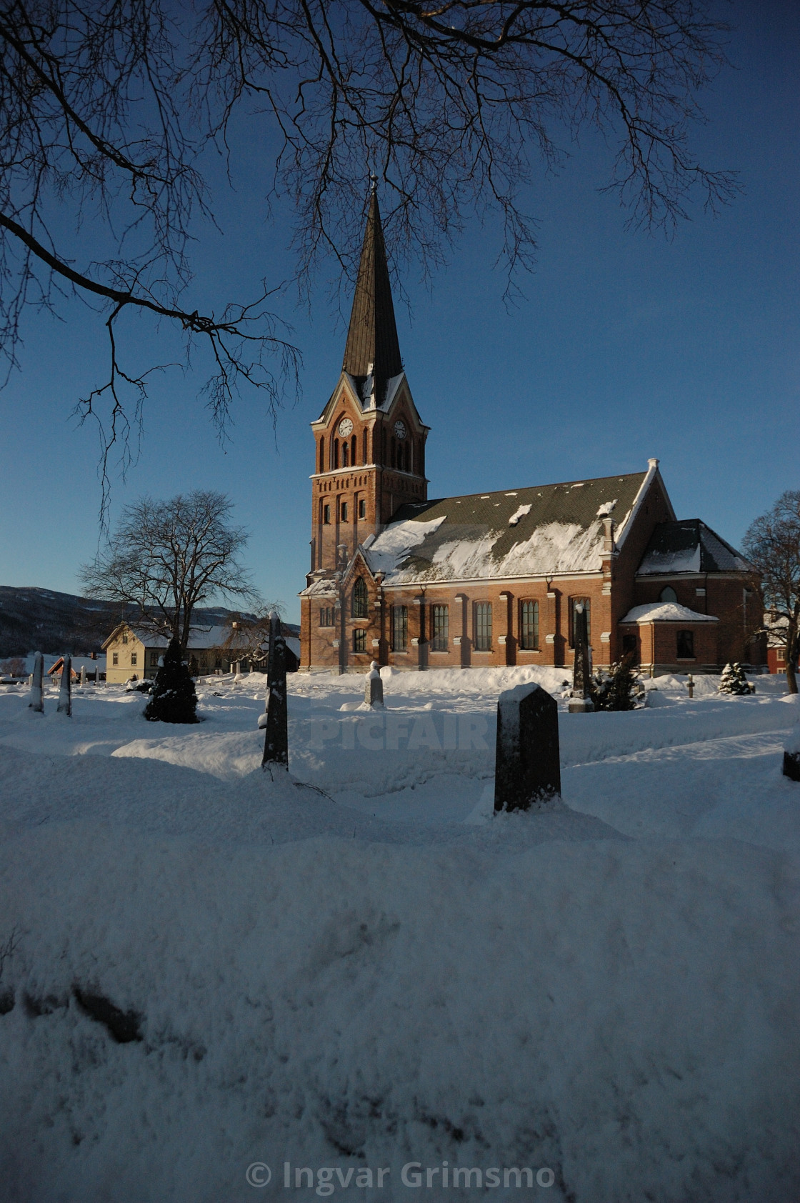 "Church in Winter. Lillehammer, Norway" stock image