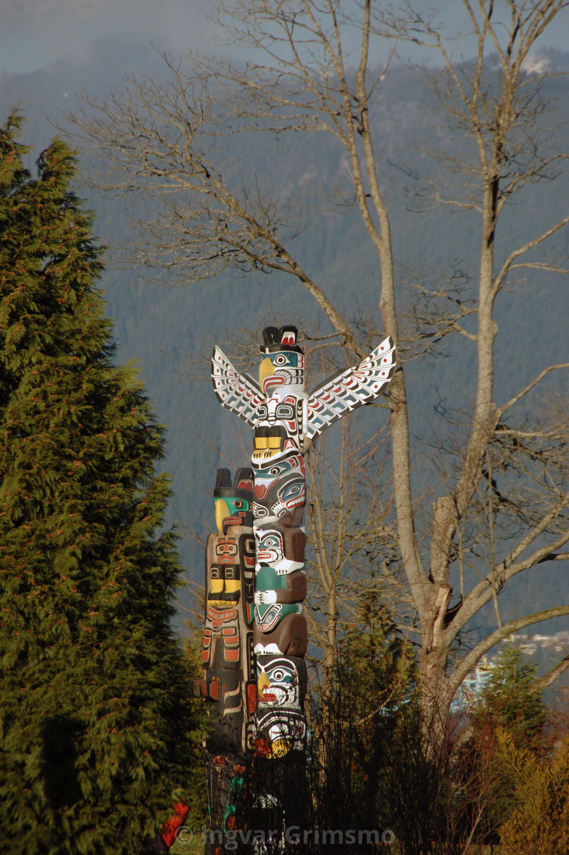 "Totempole in Stanley Park, BC" stock image