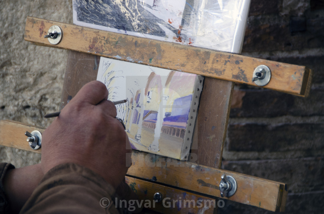 "Italian artist at work." stock image