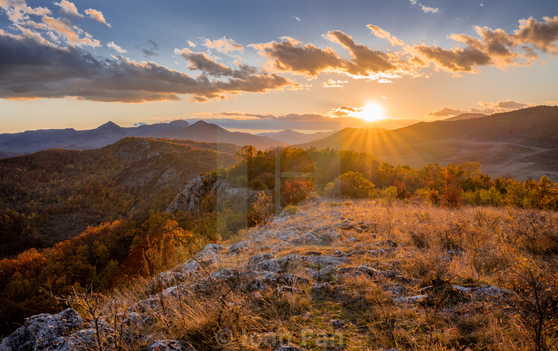 "Sunset joy over Trascau Mountains" stock image