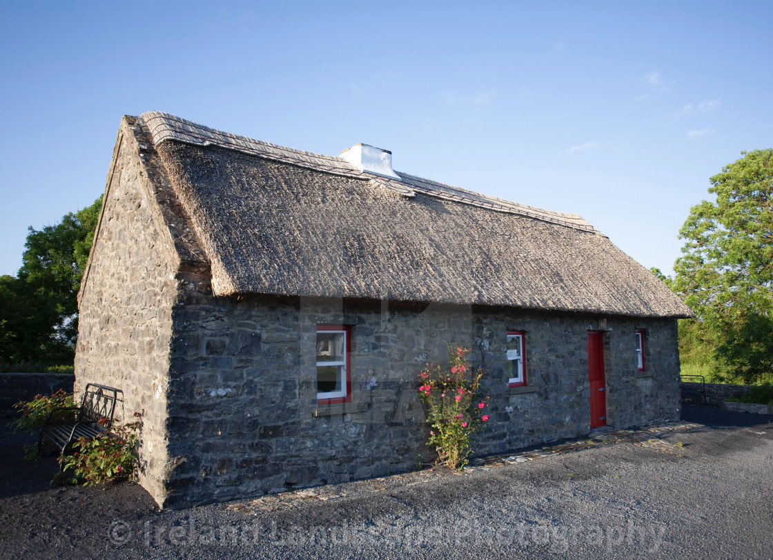 "The Eviction Cottage At Sunset, Belcarra, Castlebar, Co. Mayo, Ireland" stock image