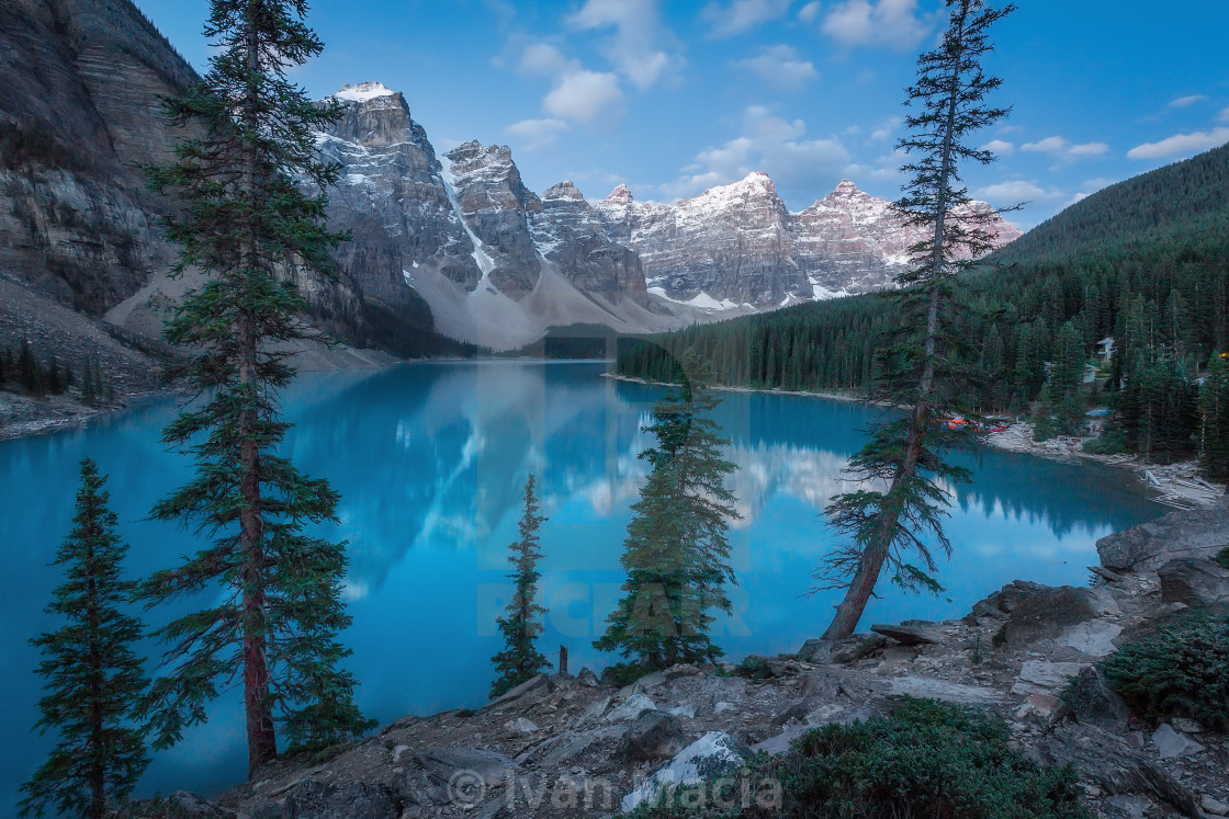 "Arriving at Moraine Lake" stock image