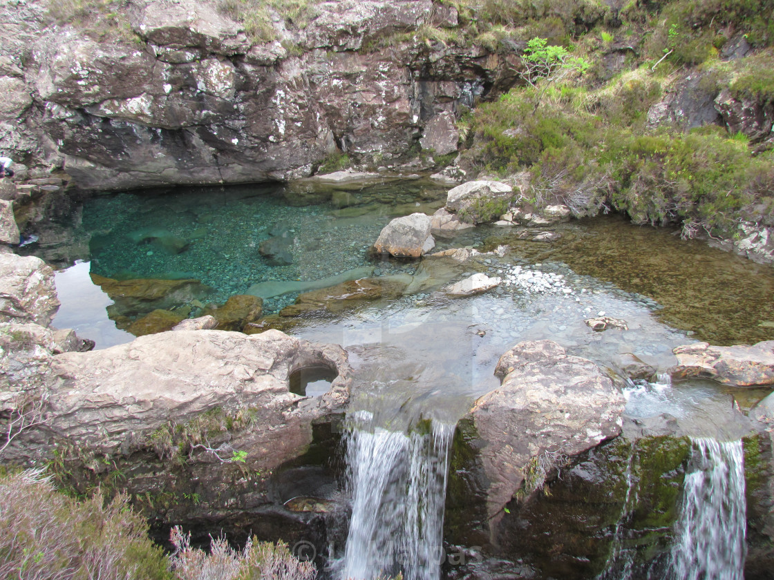 "Waterfalls with clear water at the Fairy pools" stock image