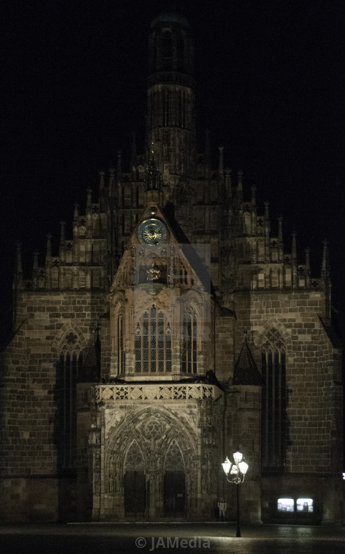 "Frauenkirche Nürnberg, Germany floodlit at night" stock image