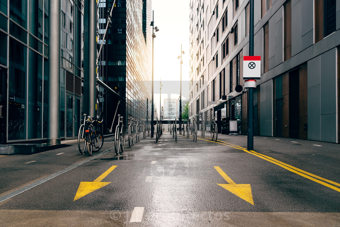 "Bicycle parking on the street in Oslo" stock image