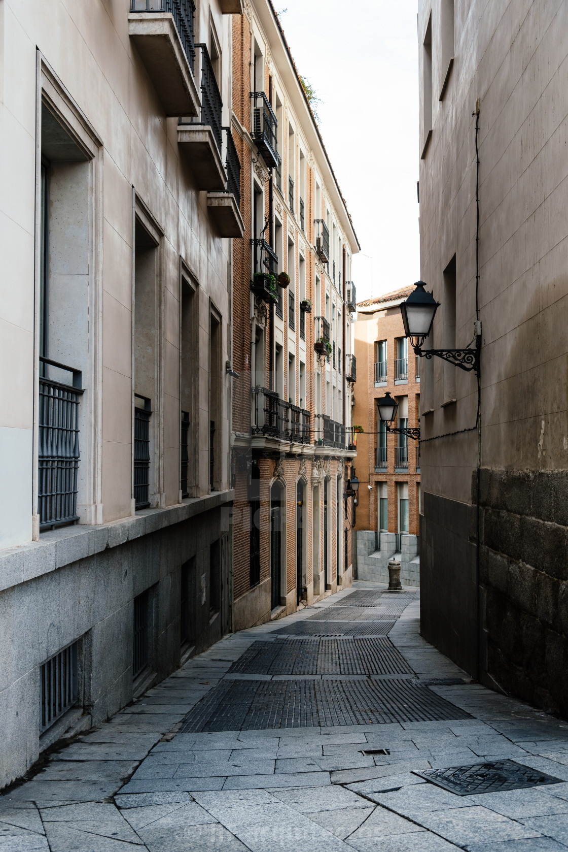 "Empty Narrow Street in Historical Centre of Madrid" stock image