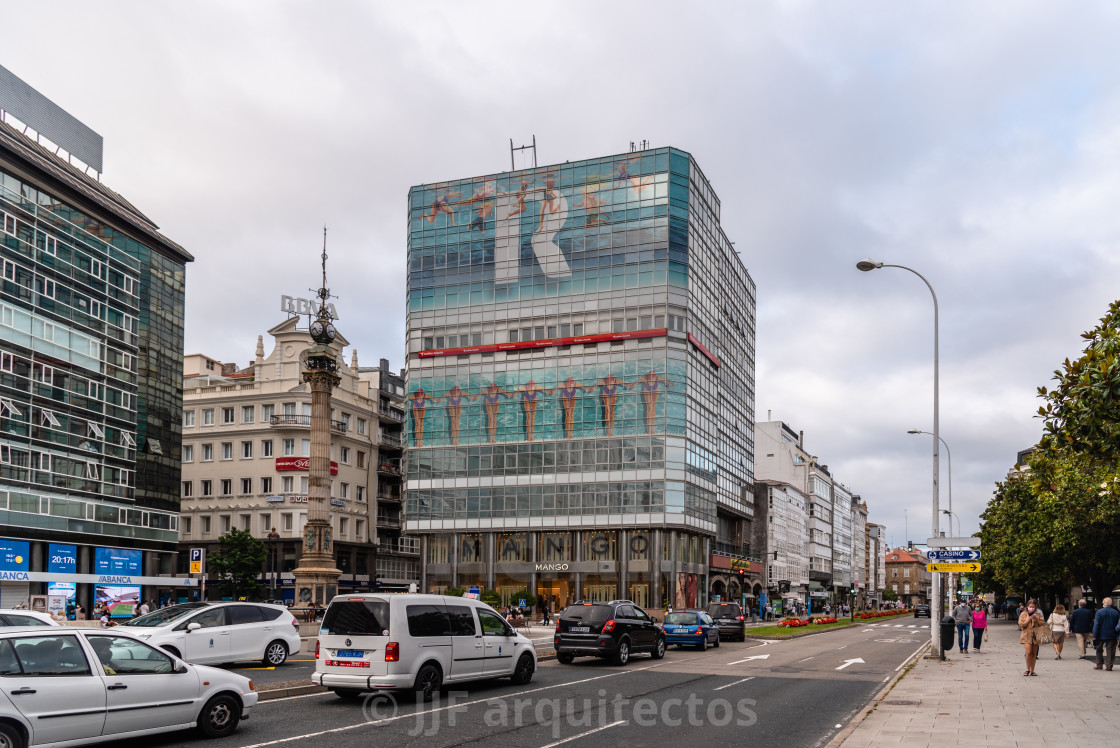 "View of Marina Avenue in Corunna, Galicia" stock image