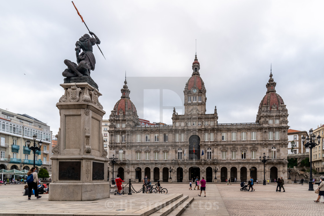 "View of Maria Pita Square in Corunna, Galicia" stock image