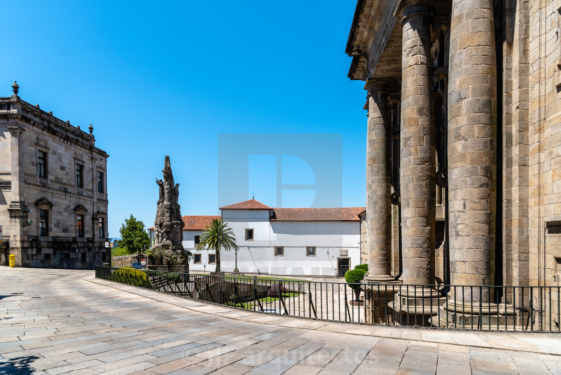 "Square in the medieval city of Santiago de Compostela" stock image